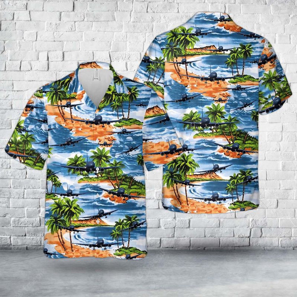 Air Force Hawaiian Shirt, US Air Force Boeing KC-46A Pegasus Of 344th Air Refueling Squadron Hawaiian Shirt, Airplane Hawaiian Shirt