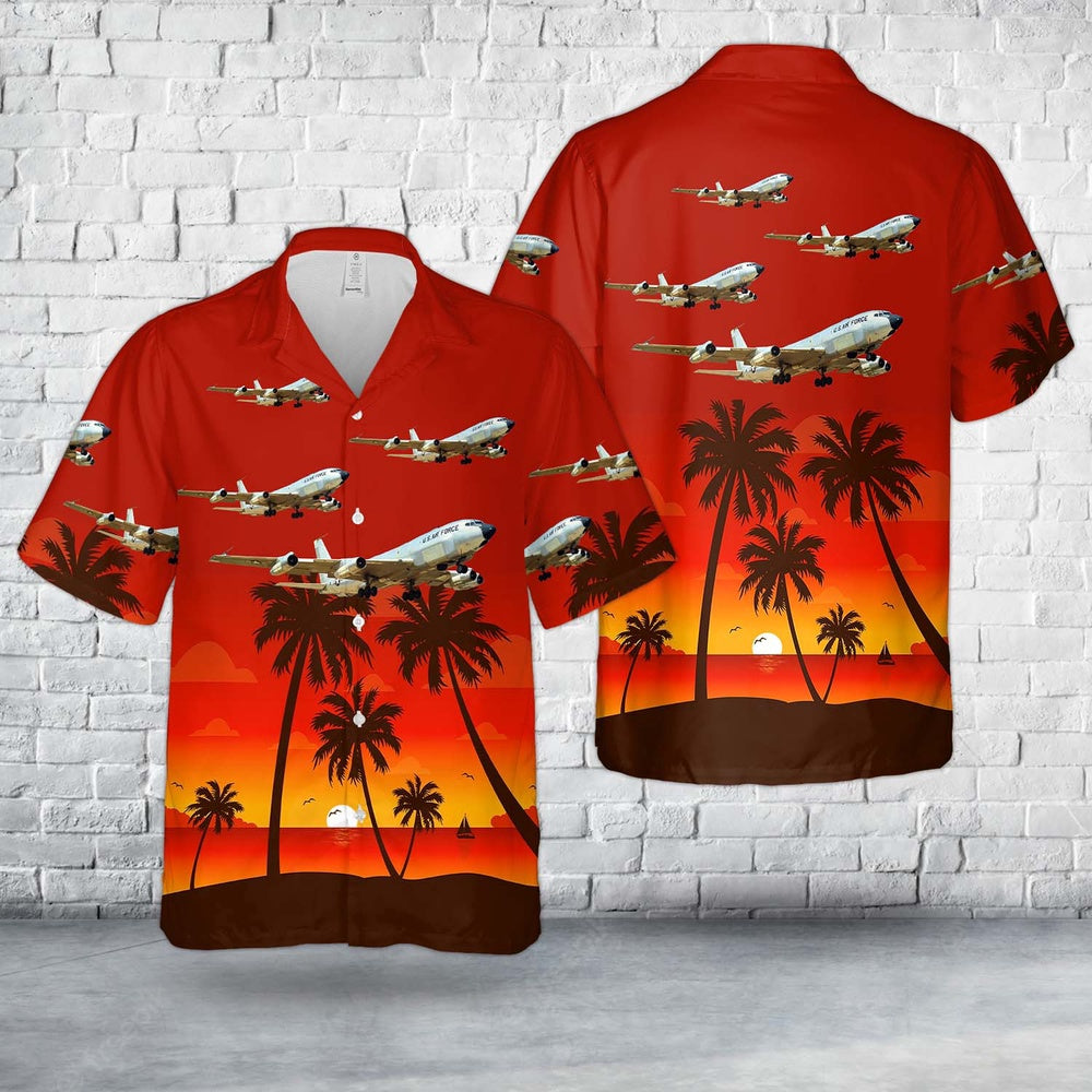 Air Force Hawaiian Shirt, US Air Force Boeing RC-135C Big Team Hawaiian Shirt, Airplane Hawaiian Shirt, Military Aloha Shirts