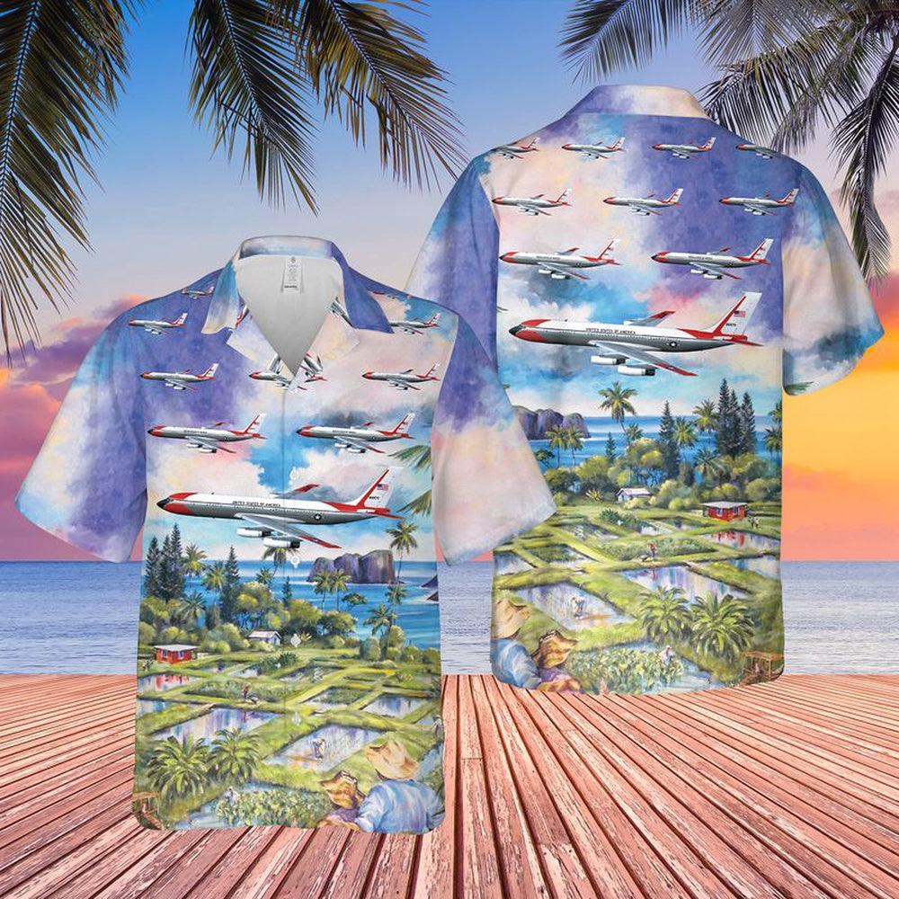 Air Force Hawaiian Shirt, US Air Force Boeing VC-137A Hawaiian Shirt, Airplane Hawaiian Shirt, Military Aloha Shirts
