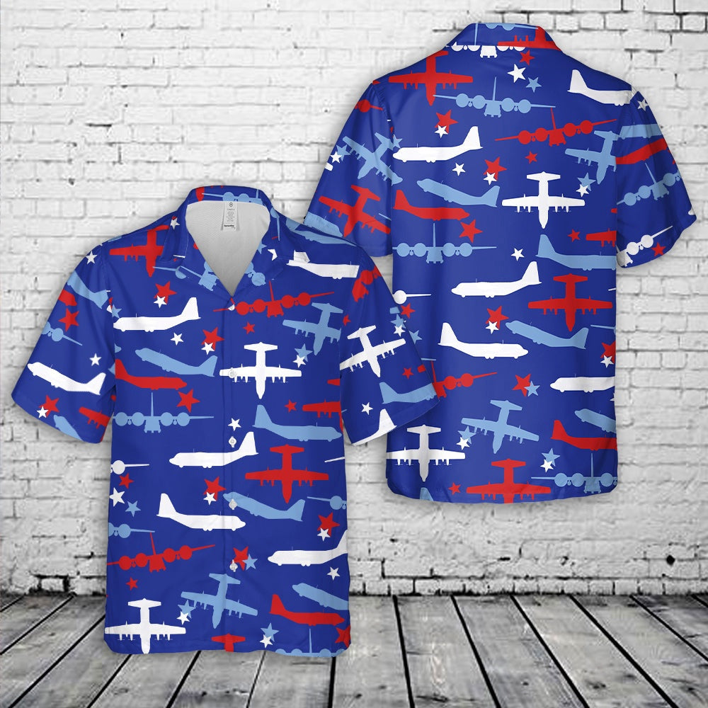 Air Force Hawaiian Shirt, US Air Force C-130 Hercules, 4th of July Seamless Hawaiian Shirt, Airplane Hawaiian Shirt, Military Aloha Shirts