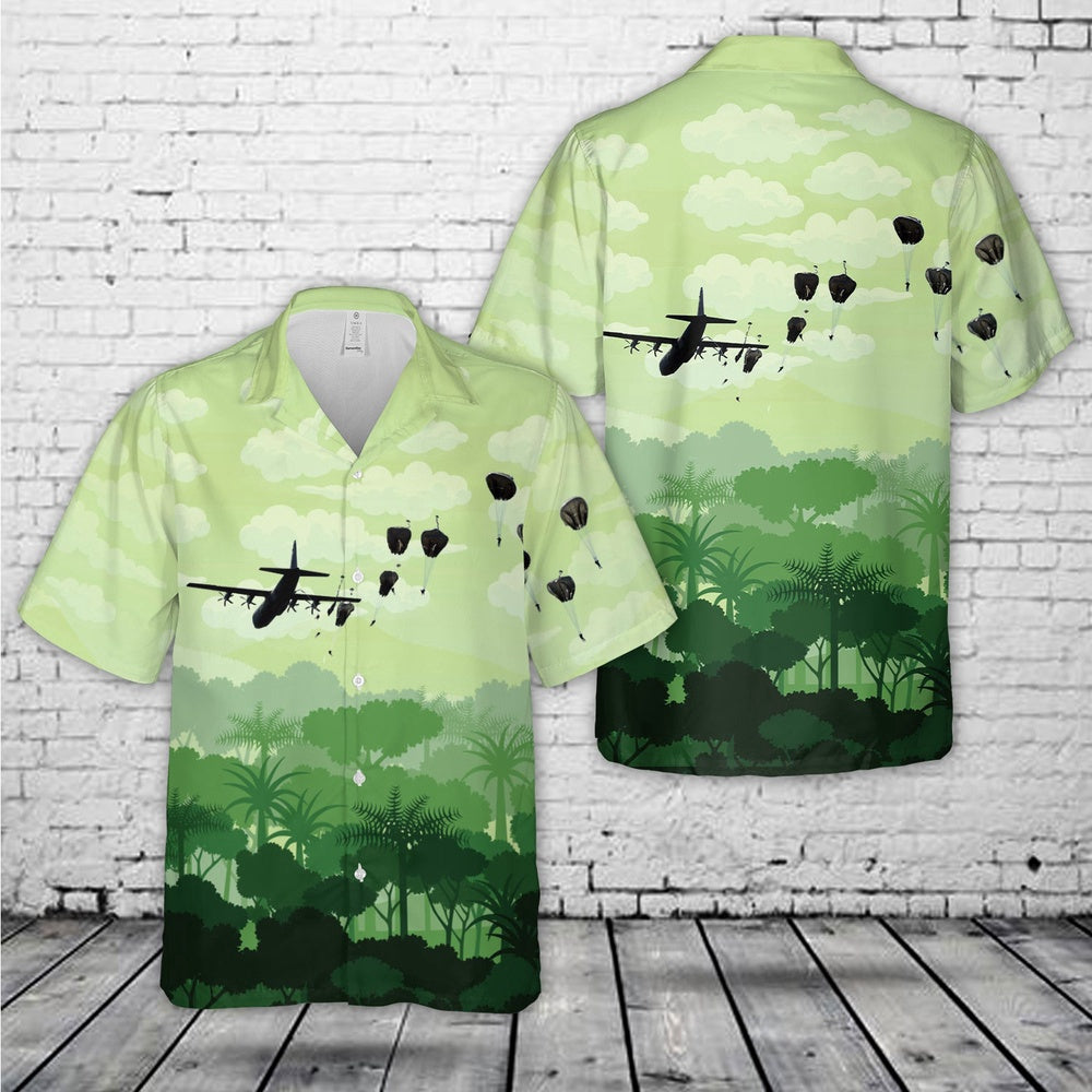 Air Force Hawaiian Shirt, US Air Force C-130 Hercules drops on 70th anniversary of D-Day Hawaiian Shirt, Airplane Hawaiian Shirt