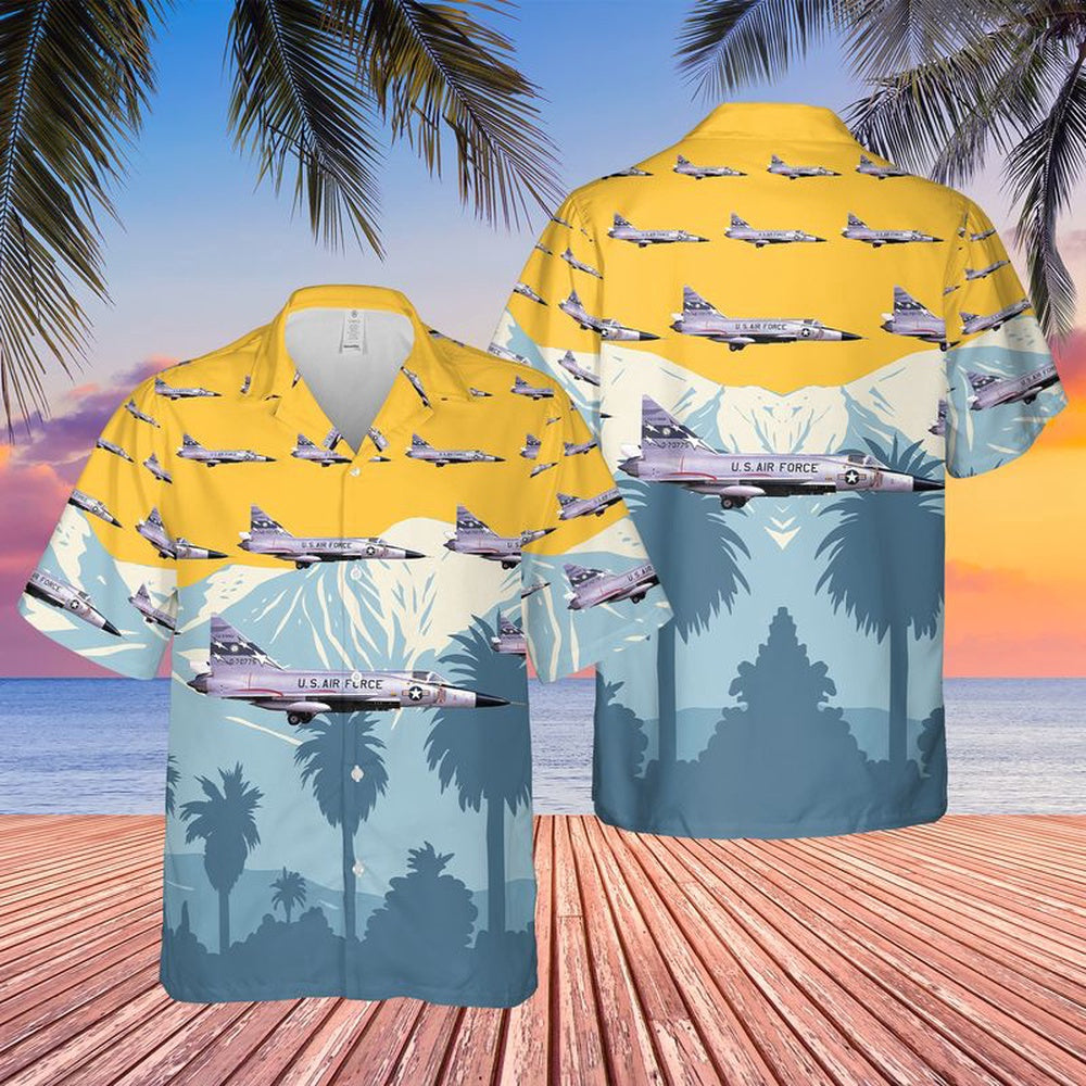 Air Force Hawaiian Shirt, US Air Force California Air National Guard 196th FIS Convair F-102A Delta Dagger Hawaiian Shirt, Airplane Hawaiian Shirt