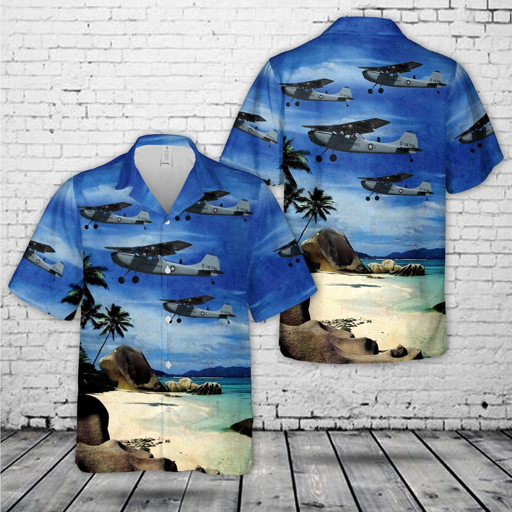 Air Force Hawaiian Shirt, US Air Force Cessna Bird Dog Hawaiian Shirt, Airplane Hawaiian Shirt, Military Aloha Shirts