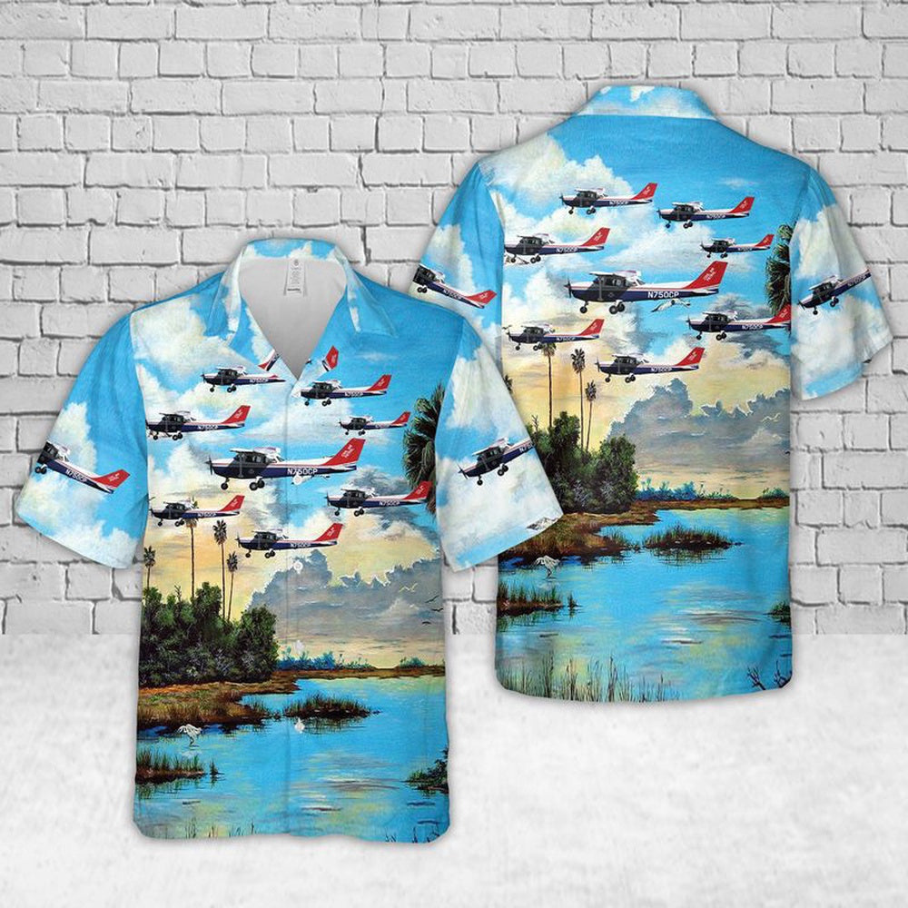 Air Force Hawaiian Shirt, US Air Force Civil Air Patrol Cessna 172S Skyhawk SP Hawaiian Shirt, Airplane Hawaiian Shirt, Military Aloha Shirts