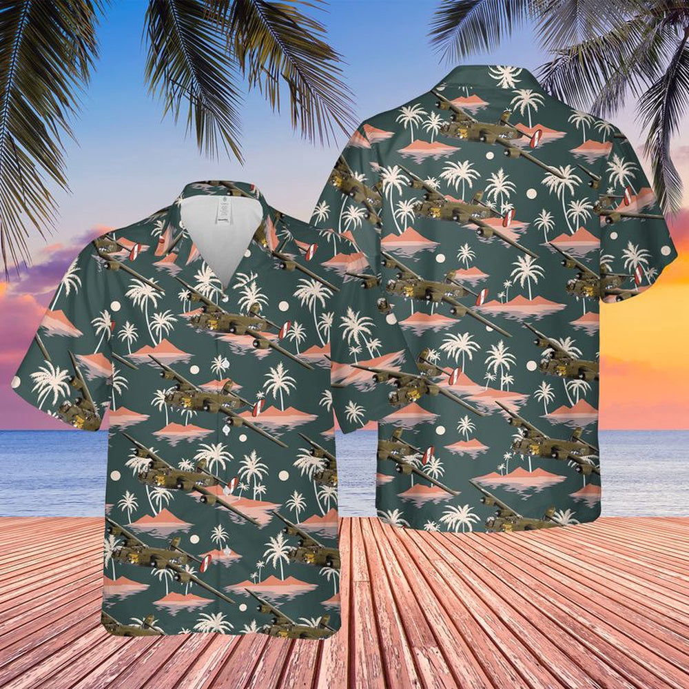 Air Force Hawaiian Shirt, US Air Force Consolidated B-24H-15-FO Liberator, 42-52534Q2-M 'Witchcraft' Of 467th Bomb Group Hawaiian Shirt