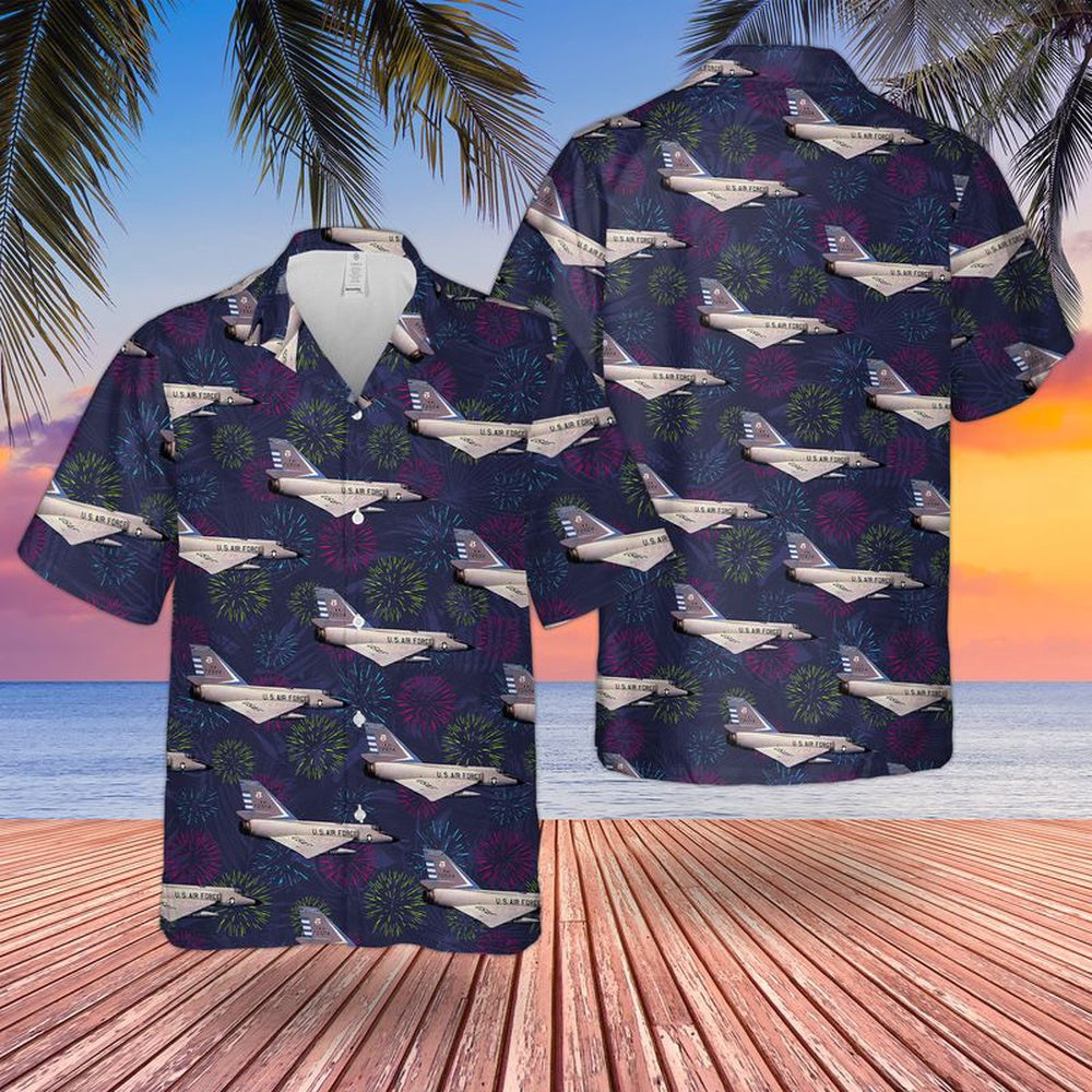 Air Force Hawaiian Shirt, US Air Force Convair F-106 Delta Dart 4th Of July Hawaiian Shirt, Airplane Hawaiian Shirt, Military Aloha Shirts