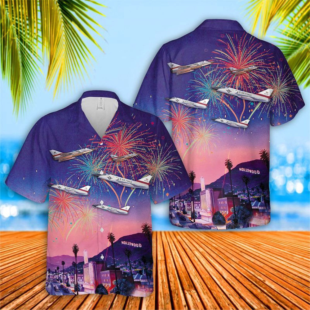 Air Force Hawaiian Shirt, US Air Force Convair F-106 Delta Dart California 4th Of July Hawaiian Shirt, Airplane Hawaiian Shirt, Military Aloha Shirts