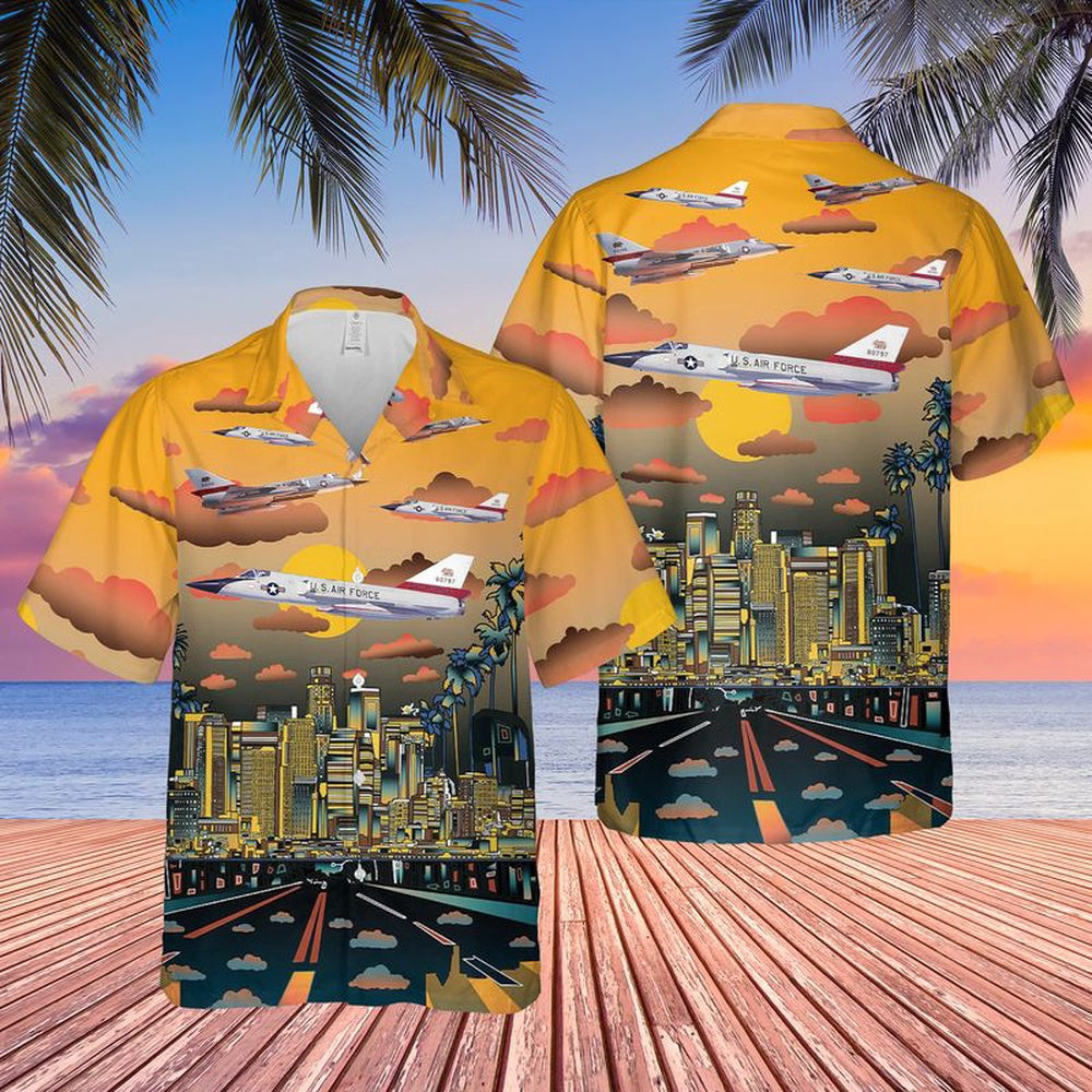 Air Force Hawaiian Shirt, US Air Force Convair F-106 Delta Dart California Hawaiian Shirt, Airplane Hawaiian Shirt, Military Aloha Shirts