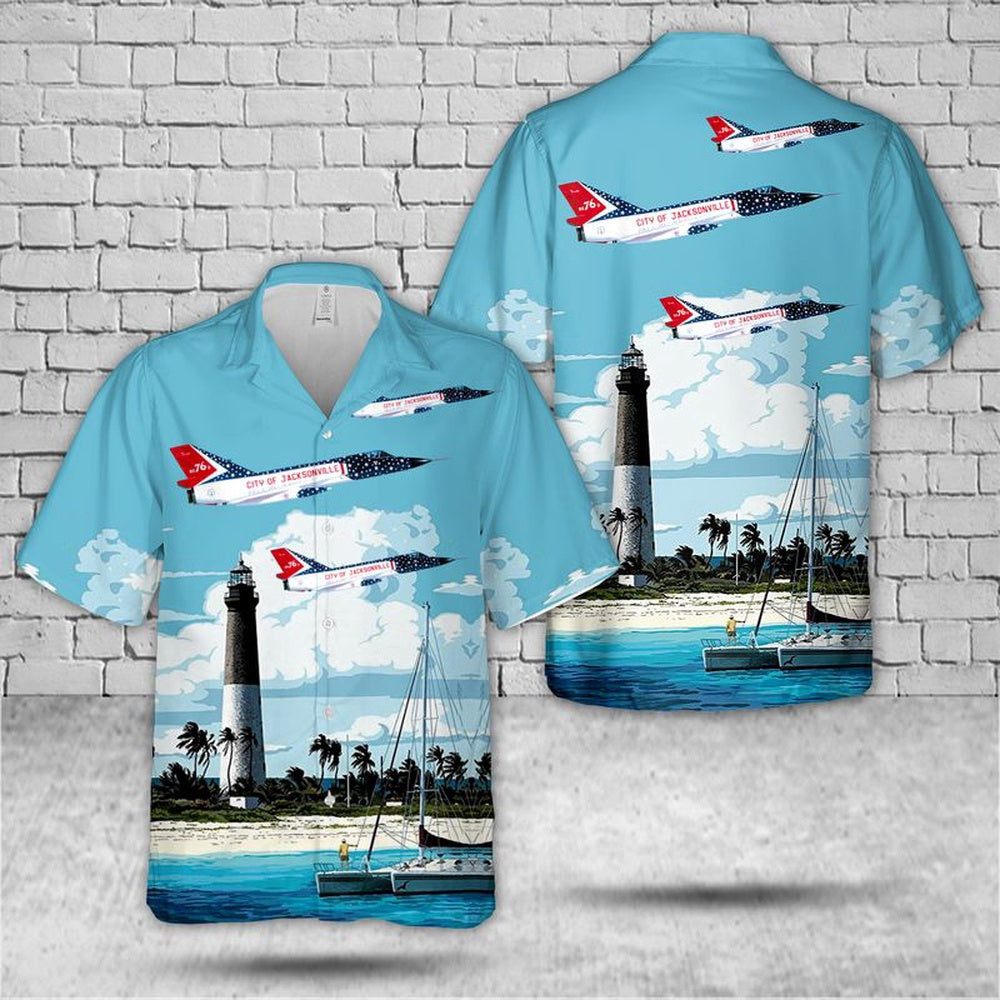 Air Force Hawaiian Shirt, US Air Force F-106A Delta Dart City of Jacksonville Florida Air National Guard Hawaiian Shirt, Airplane Hawaiian Shirt