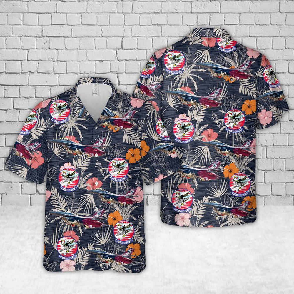 Air Force Hawaiian Shirt, US Air Force F-16 Fighting Falcon 457th Fighter Squadron Hawaiian Shirt, Airplane Hawaiian Shirt, Military Aloha Shirts