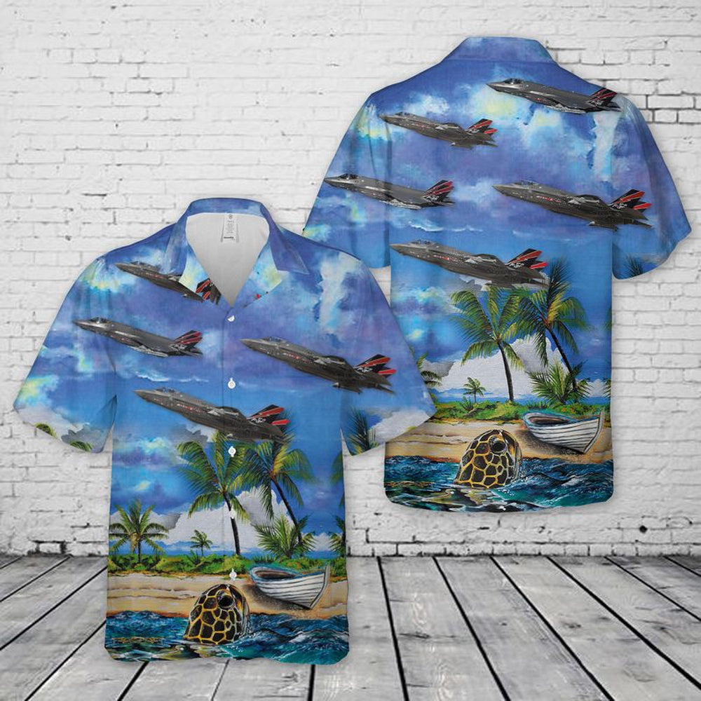 Air Force Hawaiian Shirt, US Air Force F-35A Lightning II AF-01 Hawaiian Shirt, Airplane Hawaiian Shirt, Military Aloha Shirts