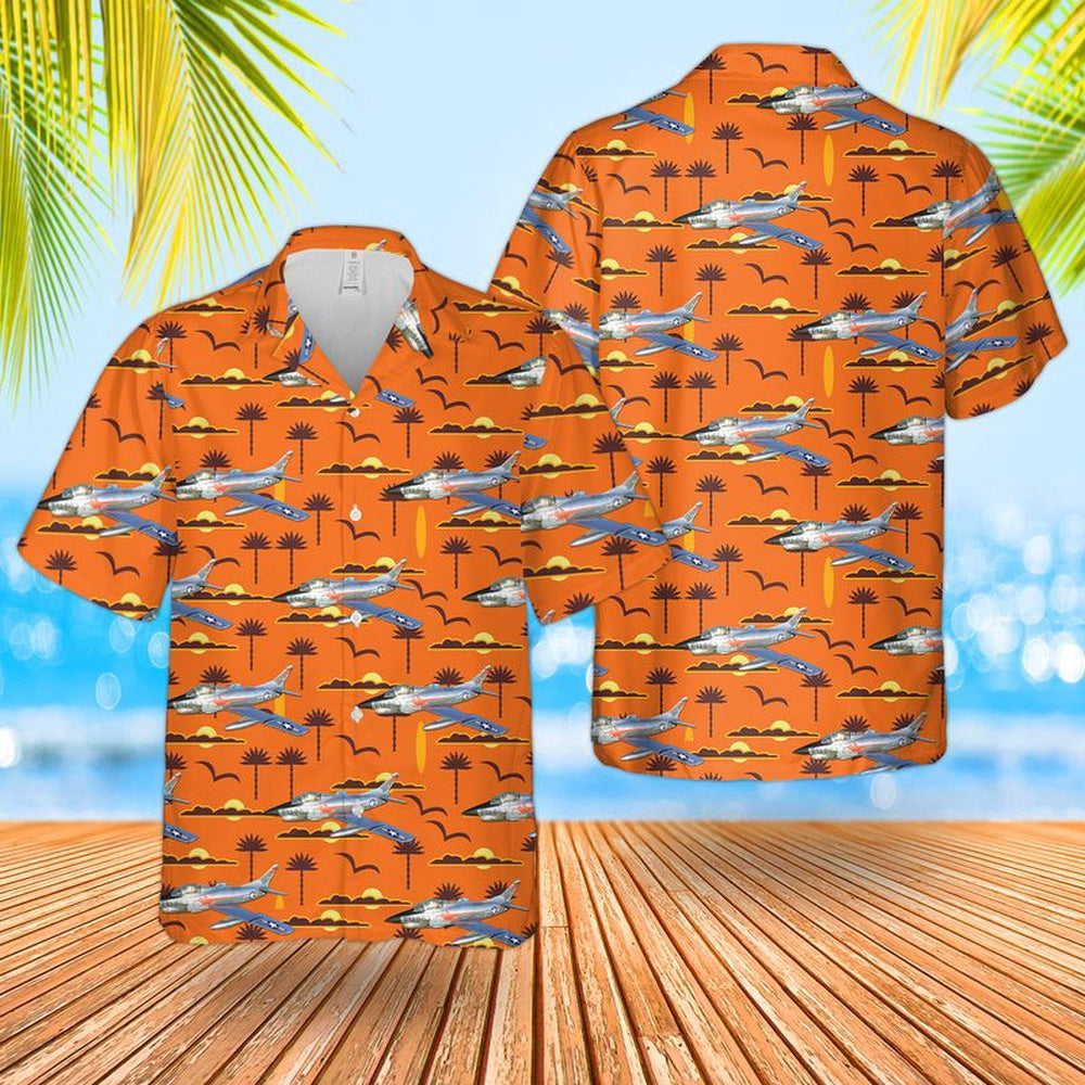 Air Force Hawaiian Shirt, US Air Force Fiat G-91 FU-863 'Dennis the Menace' Hawaiian Shirt, Airplane Hawaiian Shirt, Military Aloha Shirts
