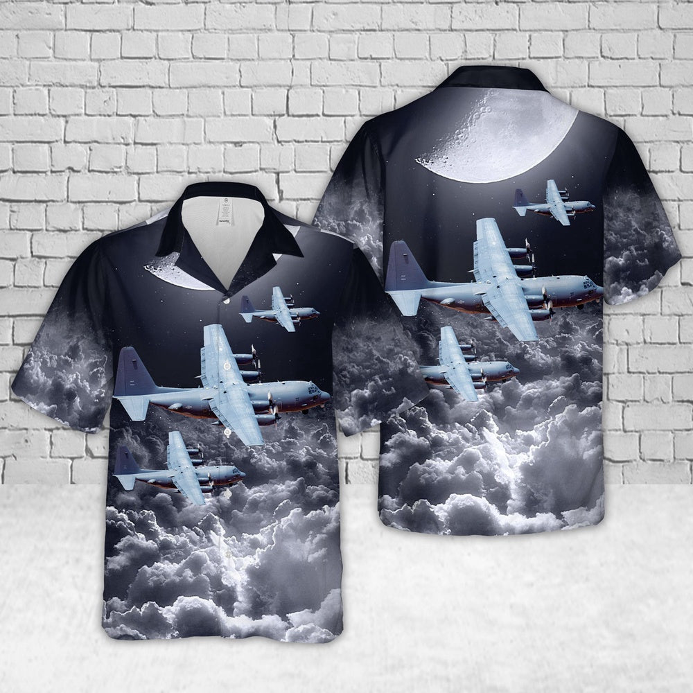 Air Force Hawaiian Shirt, US Air Force Lockheed AC-130W Hercules (L-382) Hawaiian Shirt, Airplane Hawaiian Shirt, Military Aloha Shirts