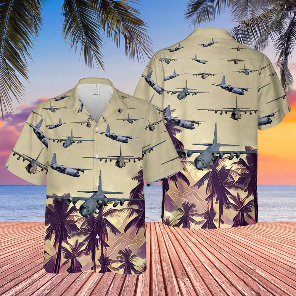 Air Force Hawaiian Shirt, US Air Force Lockheed AC-130 Hawaiian Shirt, Airplane Hawaiian Shirt, Military Aloha Shirts