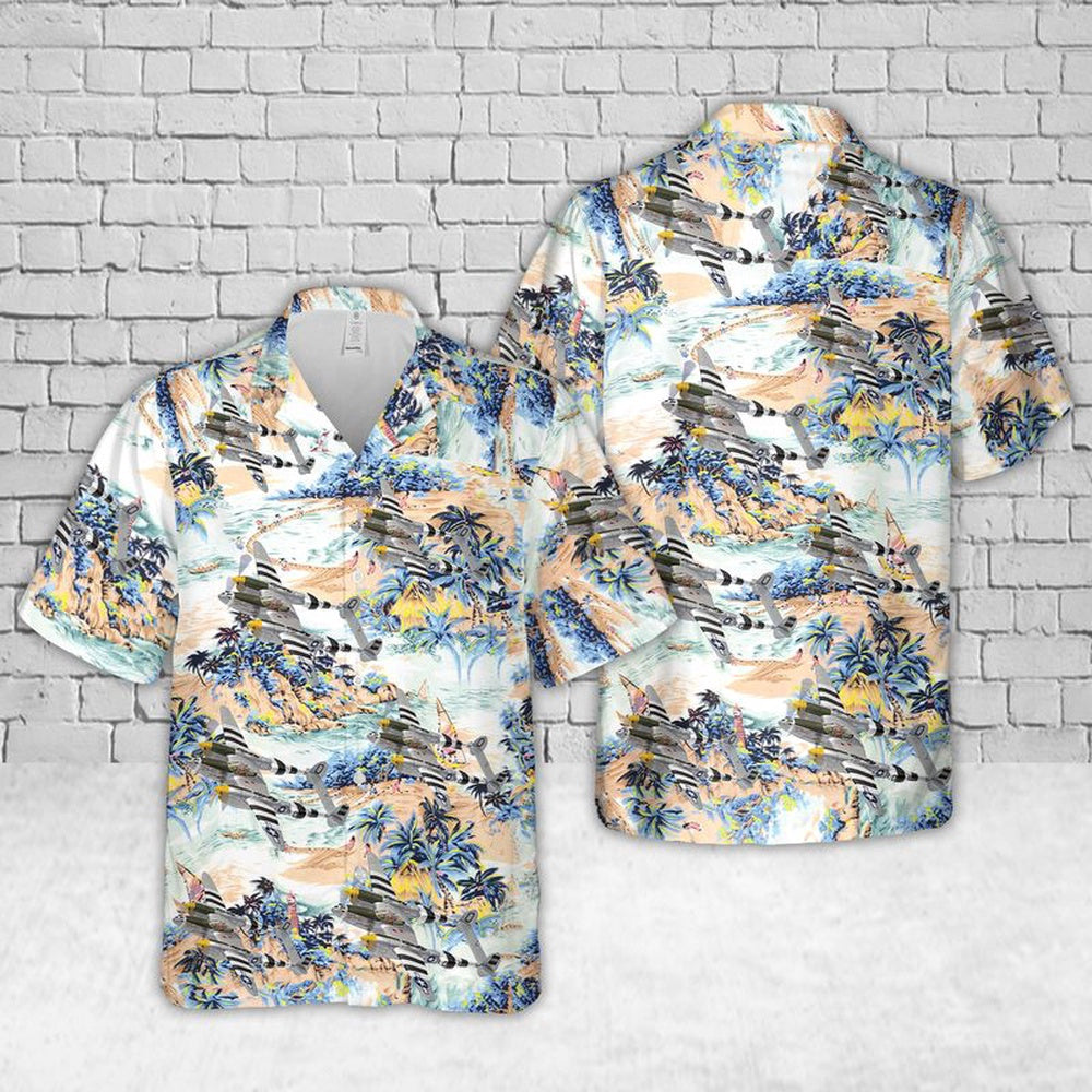 Air Force Hawaiian Shirt, US Air Force Lockheed P-38J Lightning 'Happy Jacks Go Buggy' Of 79th Fighter Squadron Hawaiian Shirt