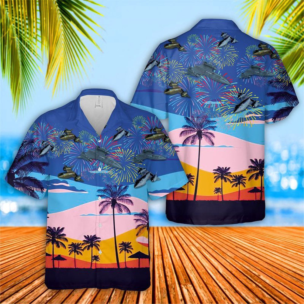 Air Force Hawaiian Shirt, US Air Force Lockheed SR-71 Blackbird 4th Of July Hawaiian Shirt, Airplane Hawaiian Shirt, Military Aloha Shirts