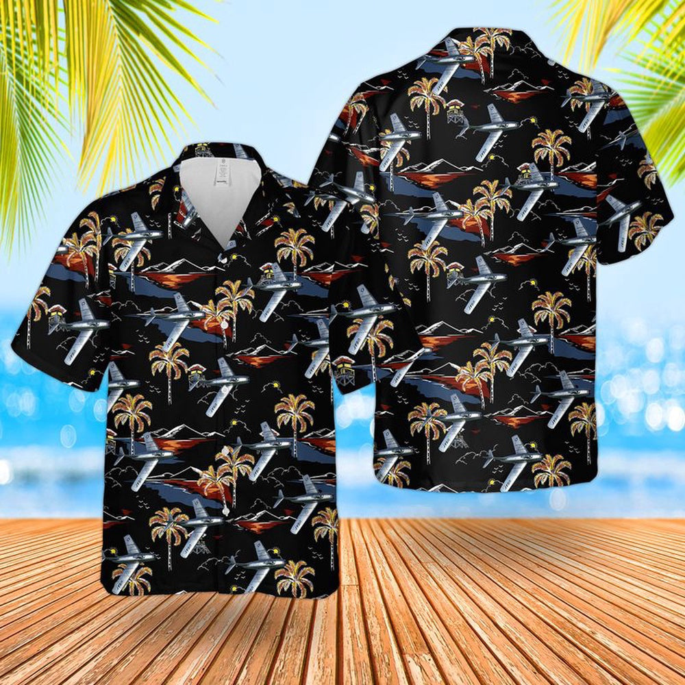 Air Force Hawaiian Shirt, US Air Force MIG-15 Hawaiian Shirt, Airplane Hawaiian Shirt, Military Aloha Shirts