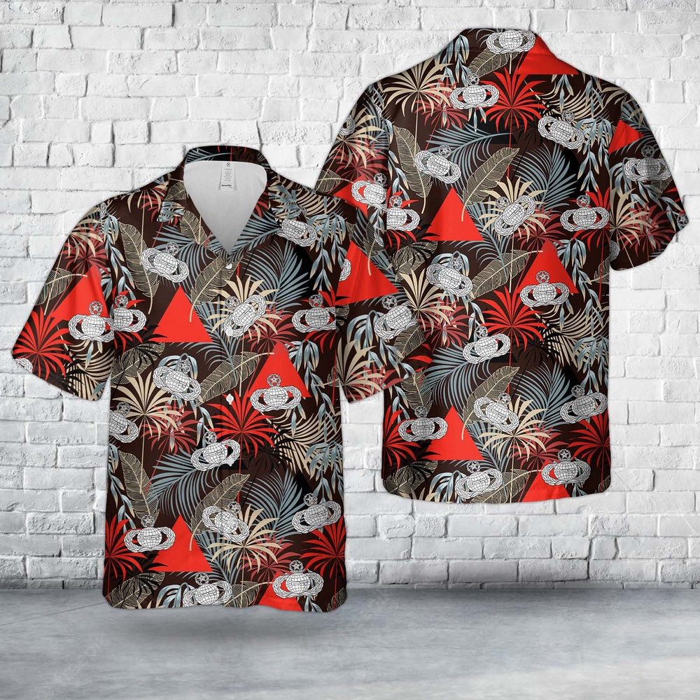 Air Force Hawaiian Shirt, US Air Force Master Intelligence Badge Hawaiian Shirt, Airplane Hawaiian Shirt, Military Aloha Shirts