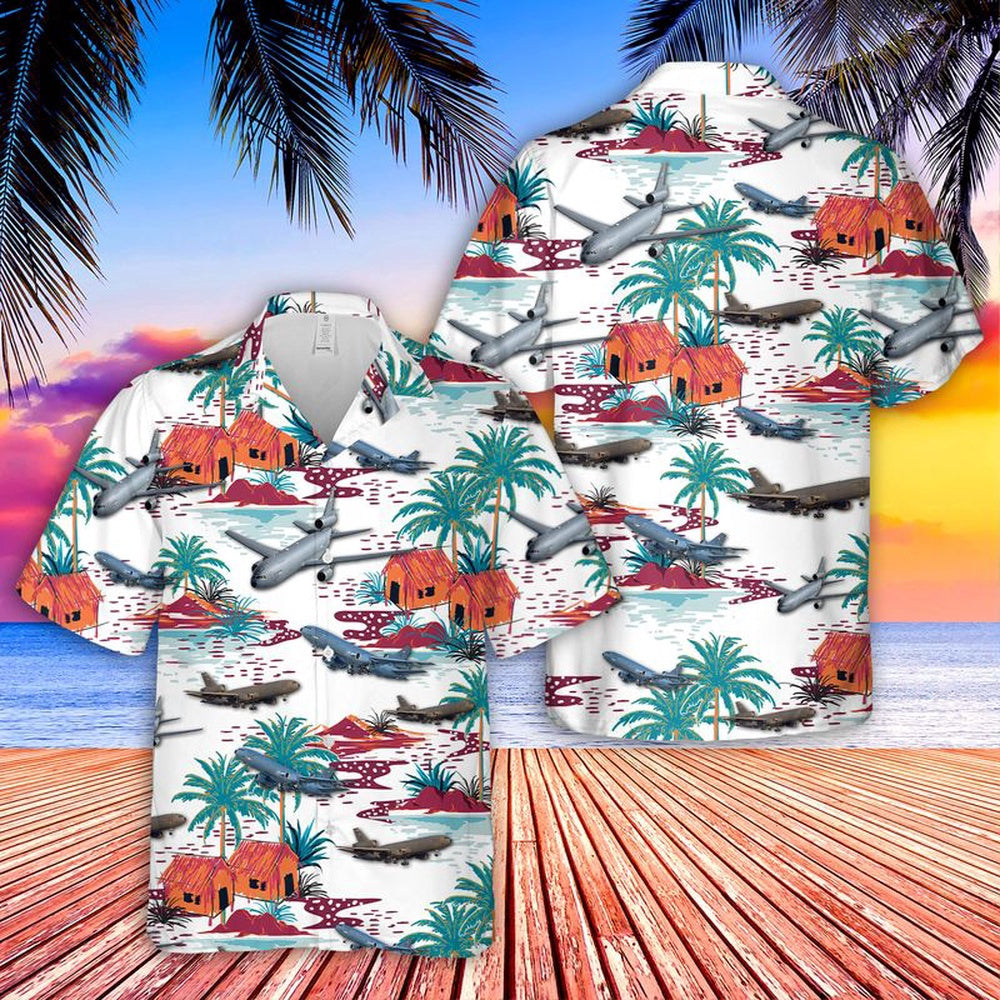 Air Force Hawaiian Shirt, US Air Force McDonnell Douglas KC-10 Extender Hawaiian Shirt, Airplane Hawaiian Shirt, Military Aloha Shirts