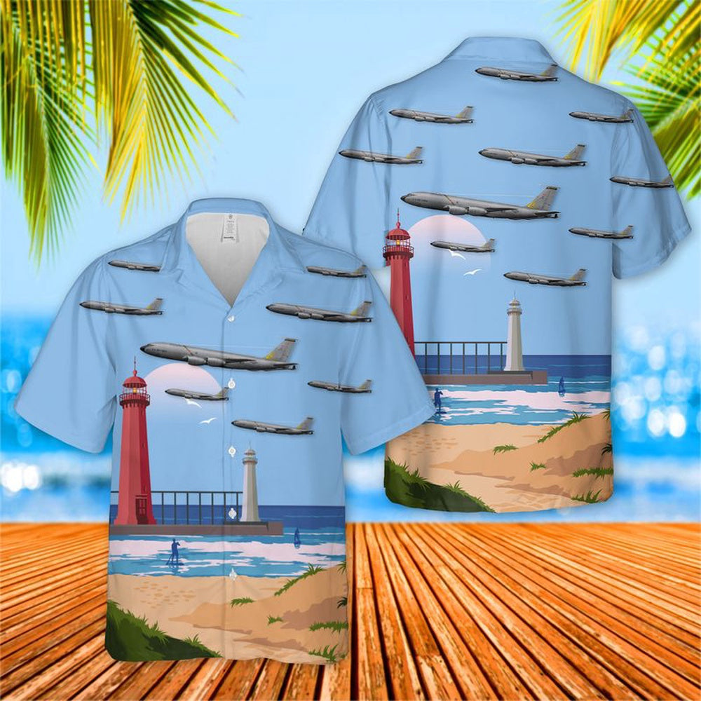 Air Force Hawaiian Shirt, US Air Force Michigan Air National Guard 171st Air Refueling Squadron KC-135T Stratotanker Hawaiian Shirt