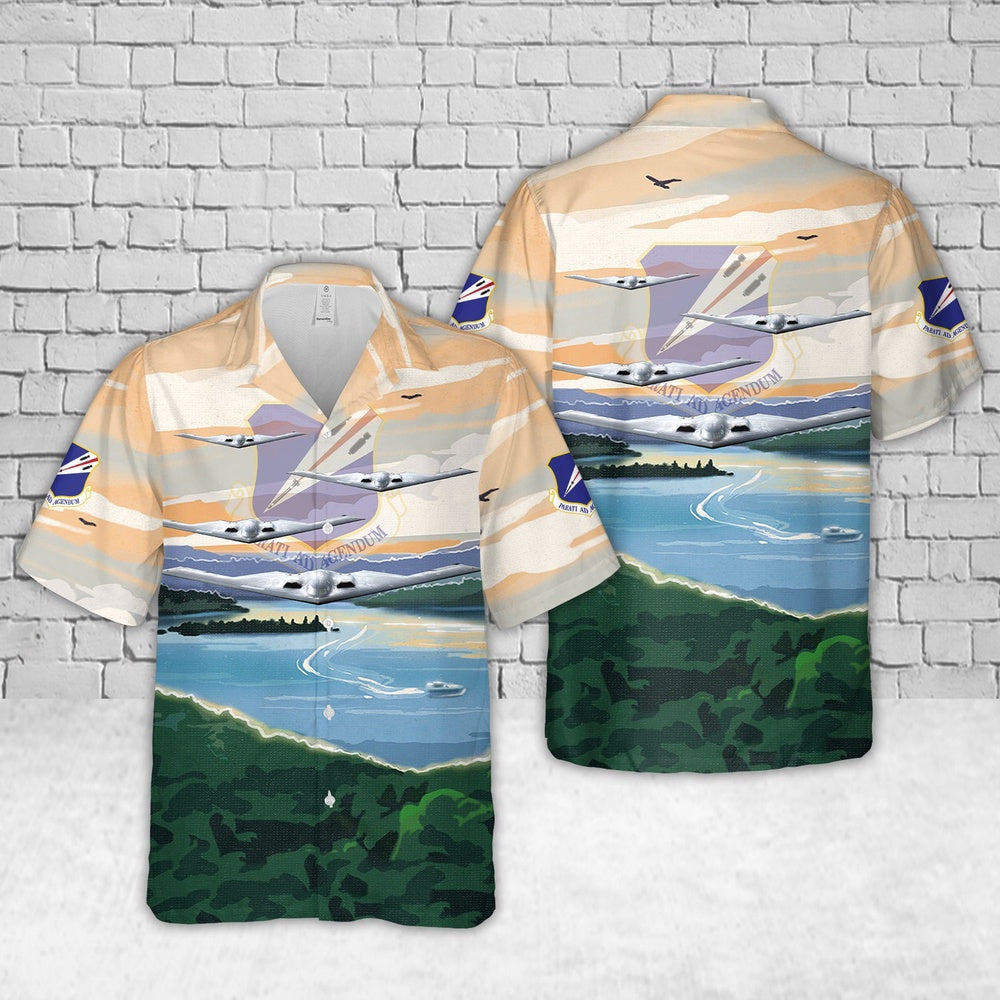 Air Force Hawaiian Shirt, US Air Force Missouri Air National Guard 131st Bomb Wing B-2 Spirit Hawaiian Shirt, Airplane Hawaiian Shirt