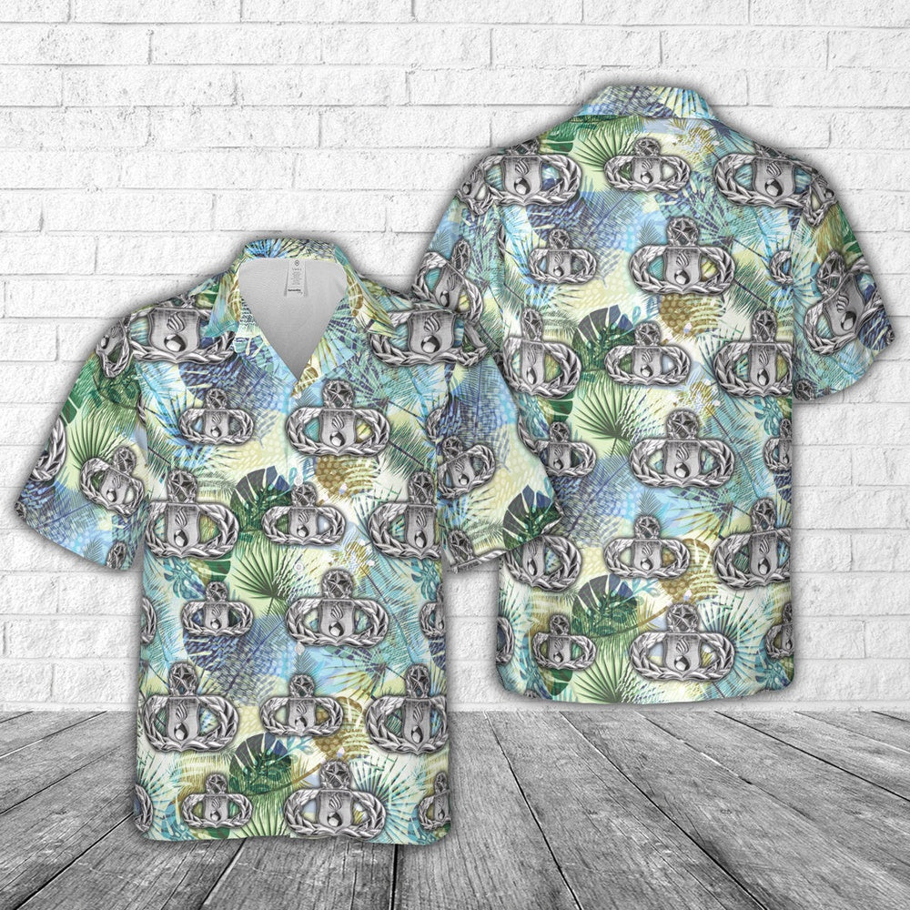 Air Force Hawaiian Shirt, US Air Force Munitions (AMMO) Badge Master Hawaiian Shirt, Airplane Hawaiian Shirt, Military Aloha Shirts