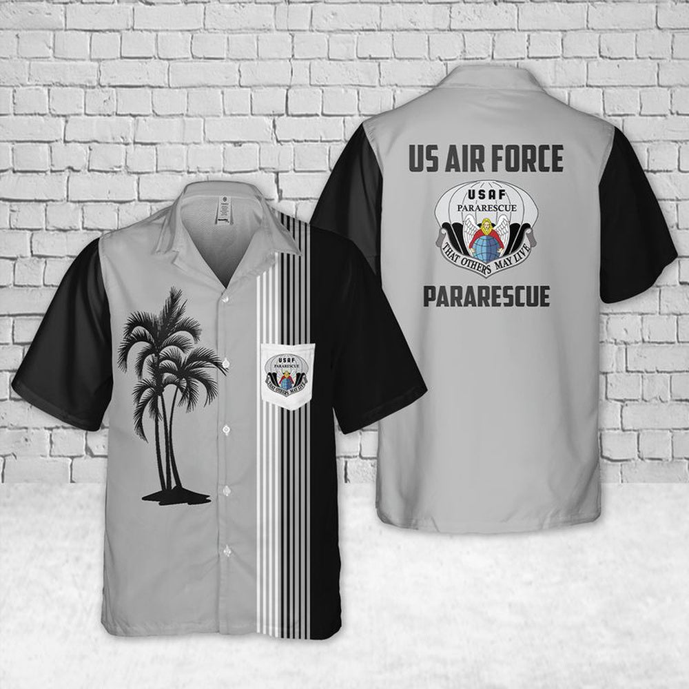 Air Force Hawaiian Shirt, US Air Force Pararescue Pocket Hawaiian Shirt, Airplane Hawaiian Shirt, Military Aloha Shirts