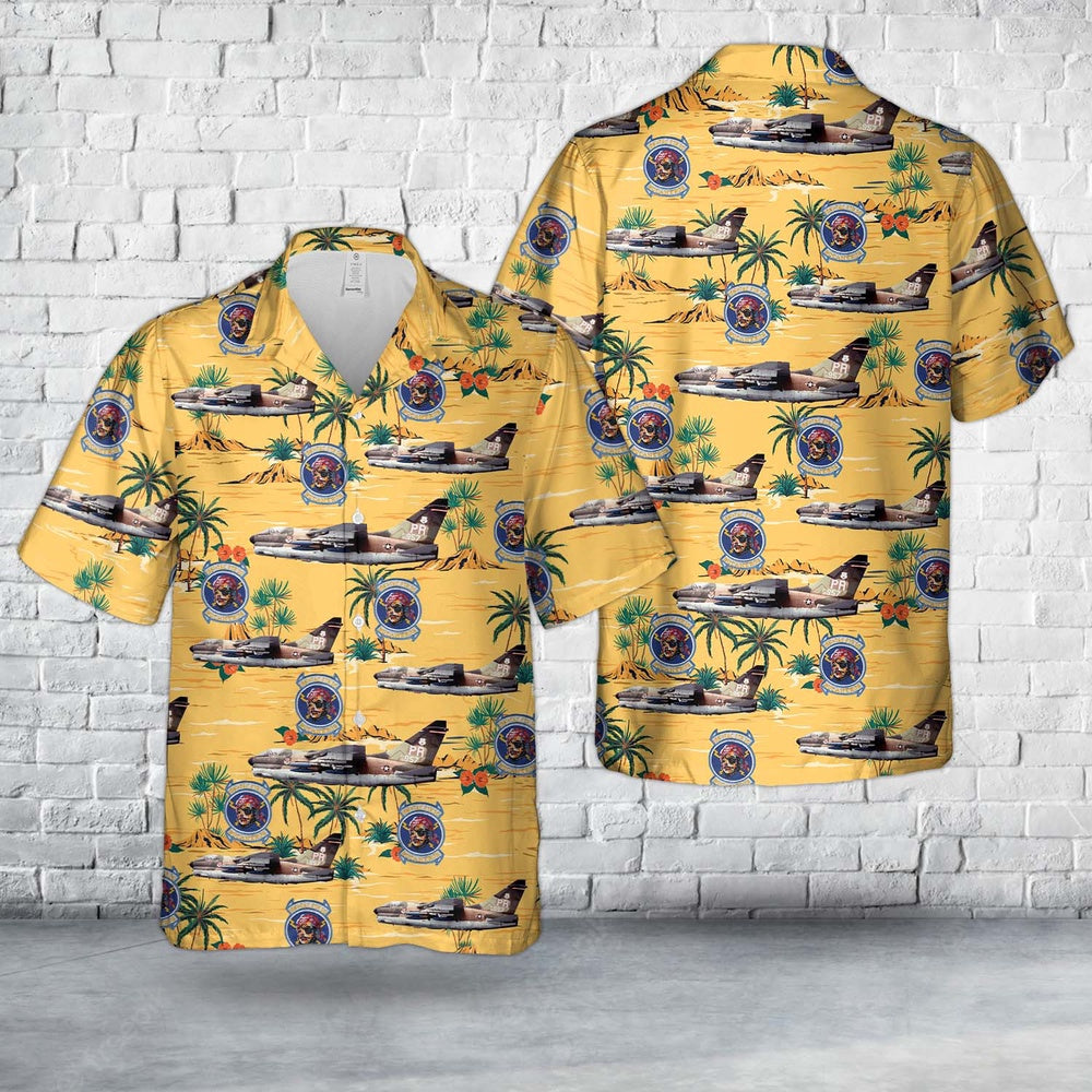 Air Force Hawaiian Shirt, US Air Force Puerto Rico Air National Guard A-7D Corsair II 198th Tactical Fighter Squadron Hawaiian Shirt