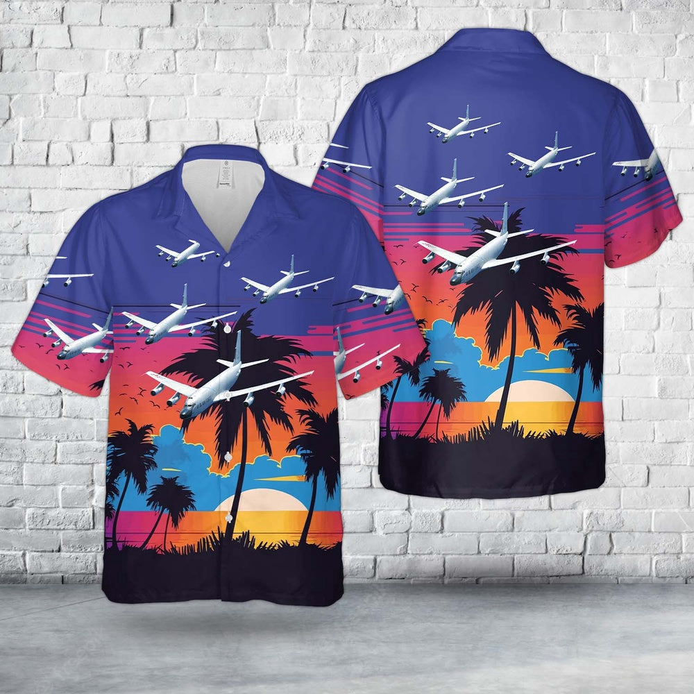 Air Force Hawaiian Shirt, US Air Force RC-135M Rivet Card (sn 62-4132) of the 82nd RS Hawaiian Shirt, Airplane Hawaiian Shirt, Military Aloha Shirts