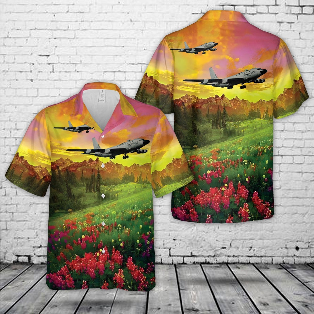Air Force Hawaiian Shirt, US Air Force RC-135S Nancy Rae Wanda Belle Rivet Ball Hawaiian Shirt, Airplane Hawaiian Shirt, Military Aloha Shirts