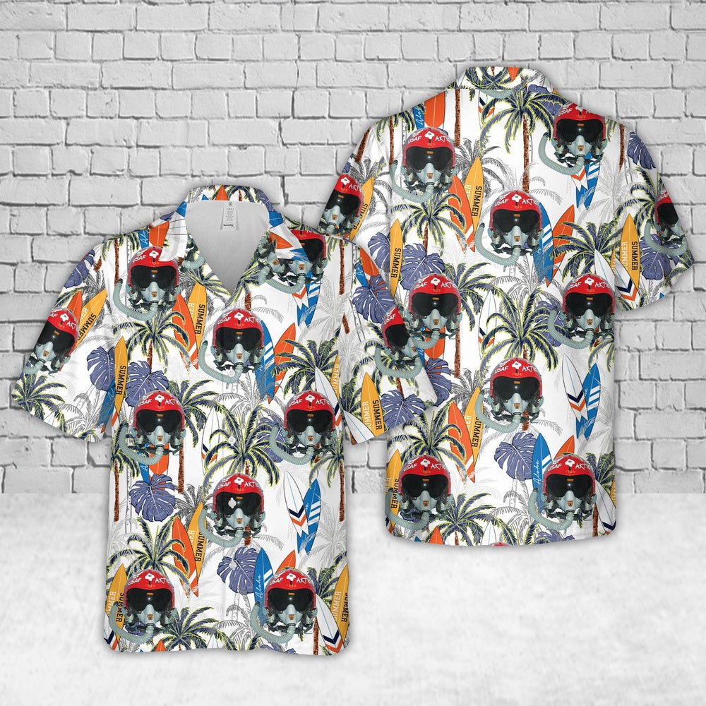 Air Force Hawaiian Shirt, US Air Force The Fabulous Thunderbirds Helmet Hawaiian Shirt, Airplane Hawaiian Shirt, Military Aloha Shirts