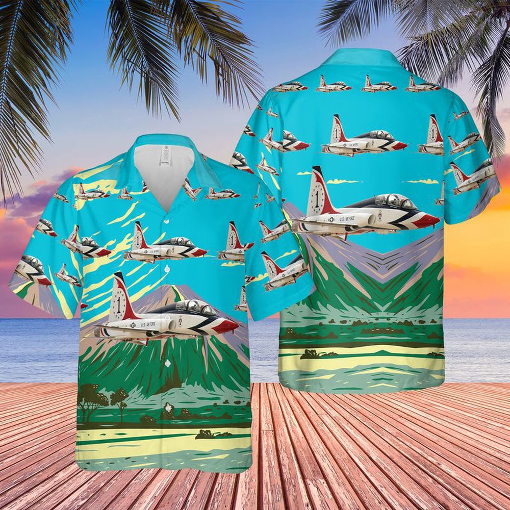 Air Force Hawaiian Shirt, US Air Force Thunderbirds Northrop T-38 Talon Hawaiian Shirt, Airplane Hawaiian Shirt, Military Aloha Shirts