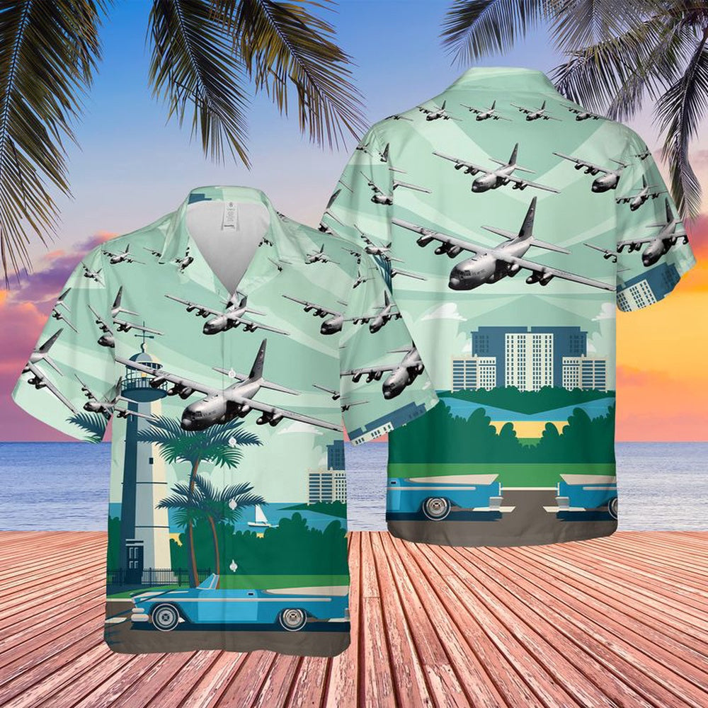 Air Force Hawaiian Shirt, US Air Force WC-130J Of 53rd Weather Reconnaissance Squadron Hawaiian Shirt, Airplane Hawaiian Shirt, Military Aloha Shirts