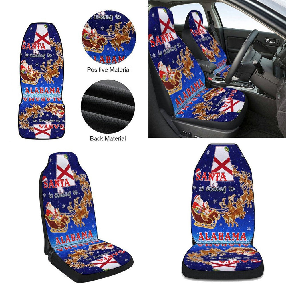 Alabama Christmas Santa Is Coming To Alabama Cars Seat Cover, Christmas Car Seat Covers, Car Decor Gift