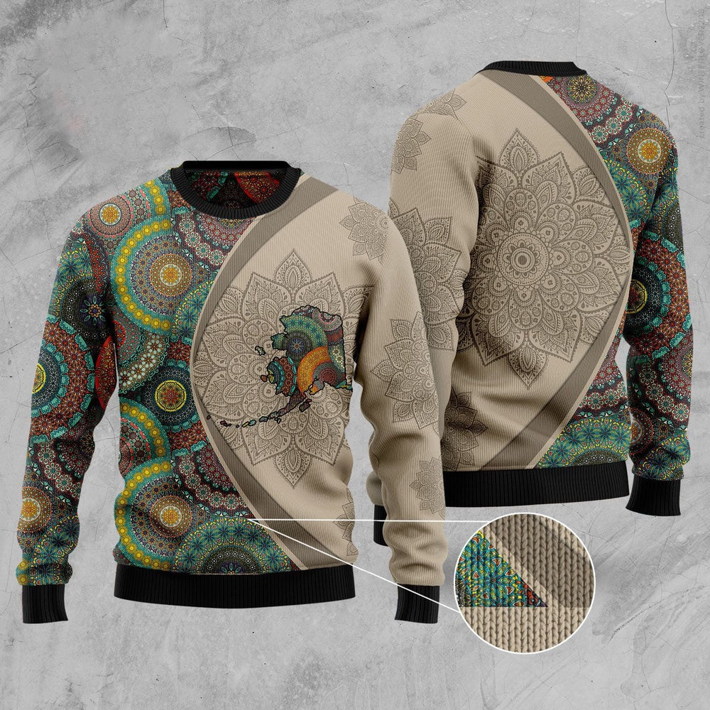 Alaska Mandala Ugly Christmas Sweater, Funny Xmas Sweater, Sweater Xmas