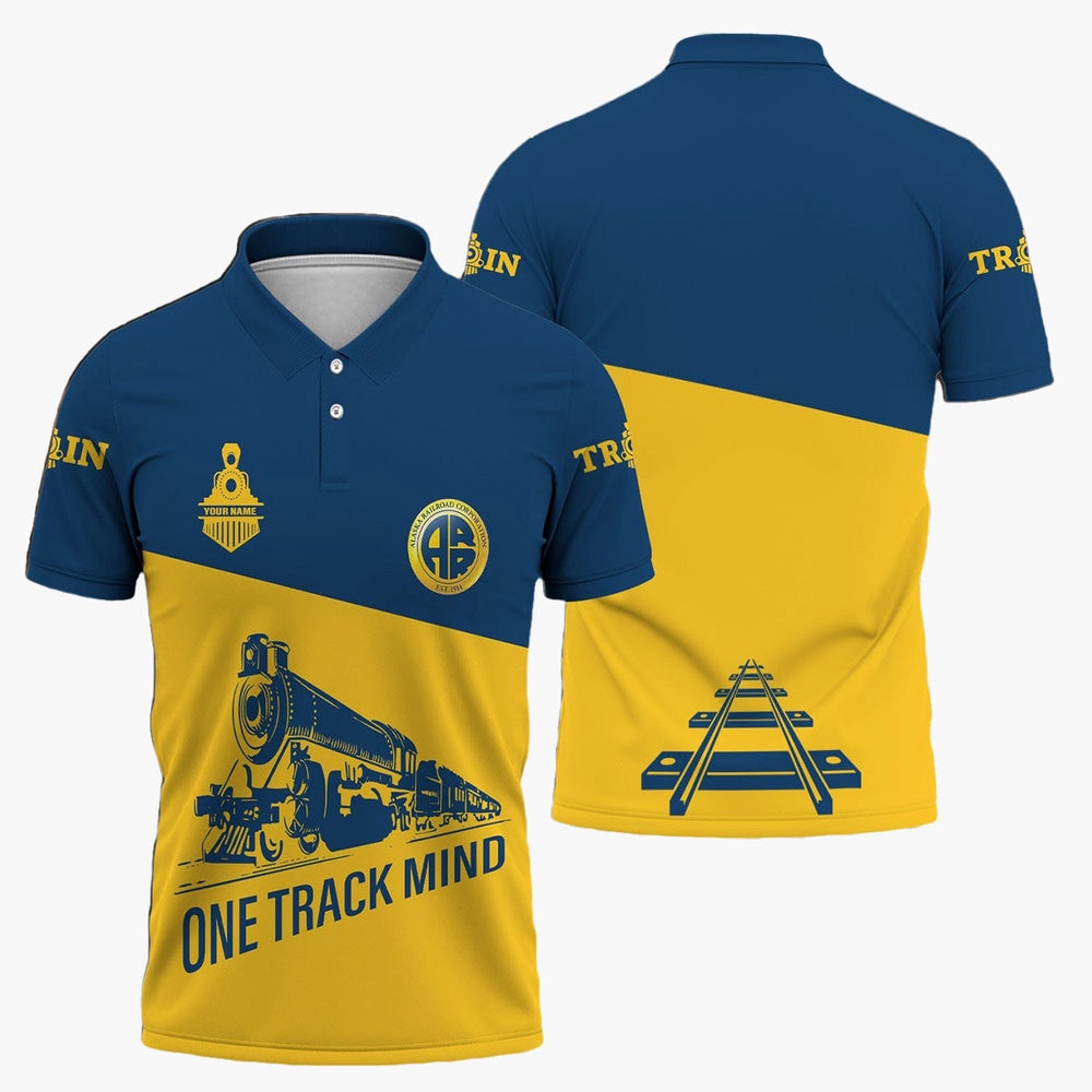 Alaska Railroad Polo Shirt, One Track Mind Unisex Train Shirt Gift Idea For Train Lover