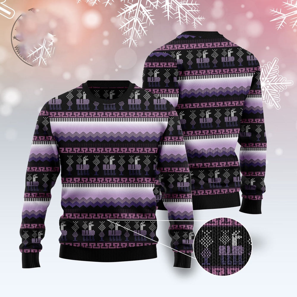 Alpaca Purple Pattern Ugly Christmas Sweater, Funny Xmas Sweater, Sweater Xmas