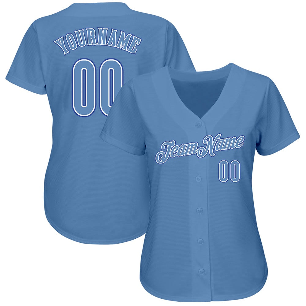 American Baseball Jersey, Custom Light Blue Light Blue Royal Authentic Baseball Jersey, Baseball Jersey Name
