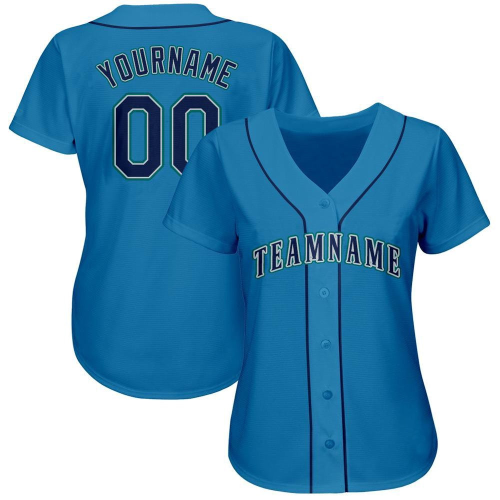 American Baseball Jersey, Custom Light Blue Navy Teal Baseball Jersey, Baseball Jersey Name