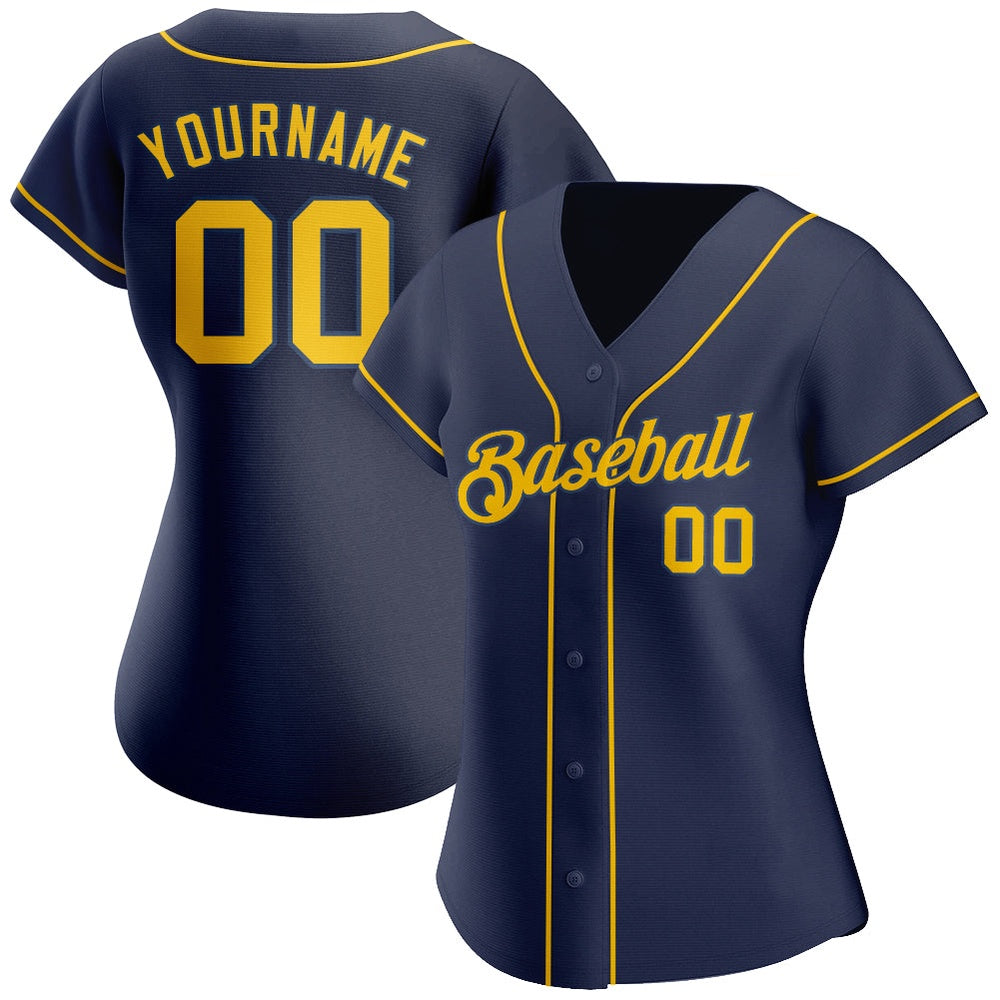 American Baseball Jersey, Custom Navy Gold Navy Authentic Baseball Jersey, Baseball Jersey Name