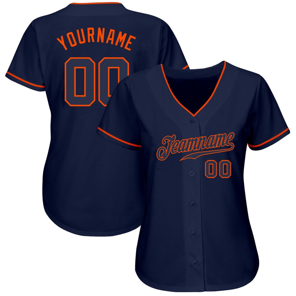 American Baseball Jersey, Custom Navy Navy Orange Authentic Baseball Jersey, Baseball Jersey Name