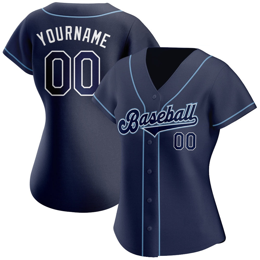 American Baseball Jersey, Custom Navy Navy Powder Blue Authentic Baseball Jersey, Baseball Jersey Name