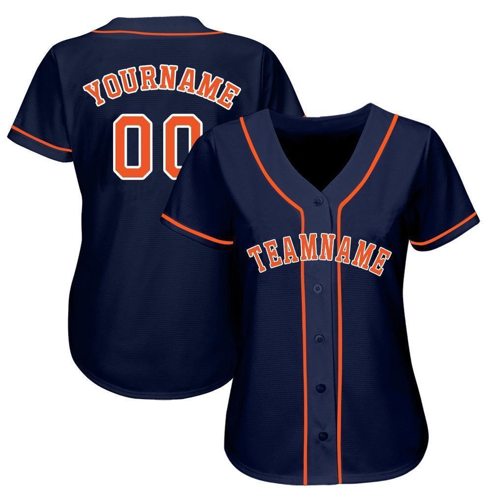 American Baseball Jersey, Custom Navy Orange White Baseball Jersey, Baseball Jersey Name