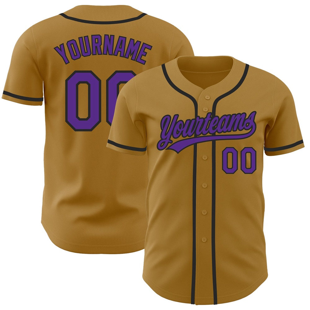 American Baseball Jersey, Custom Old Gold Purple Black Authentic Baseball Jersey, Baseball Jersey Name