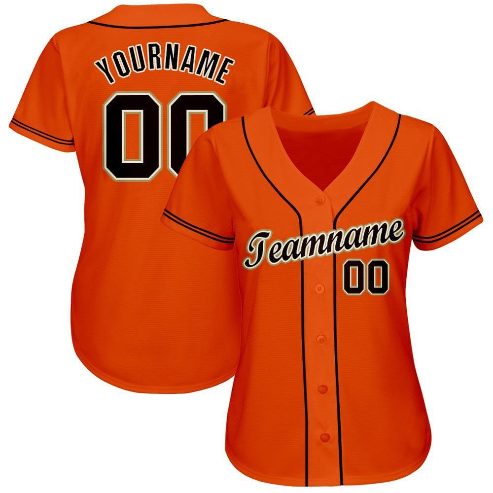 American Baseball Jersey, Custom Orange Black Cream Old Gold Baseball Jersey, Baseball Jersey Name