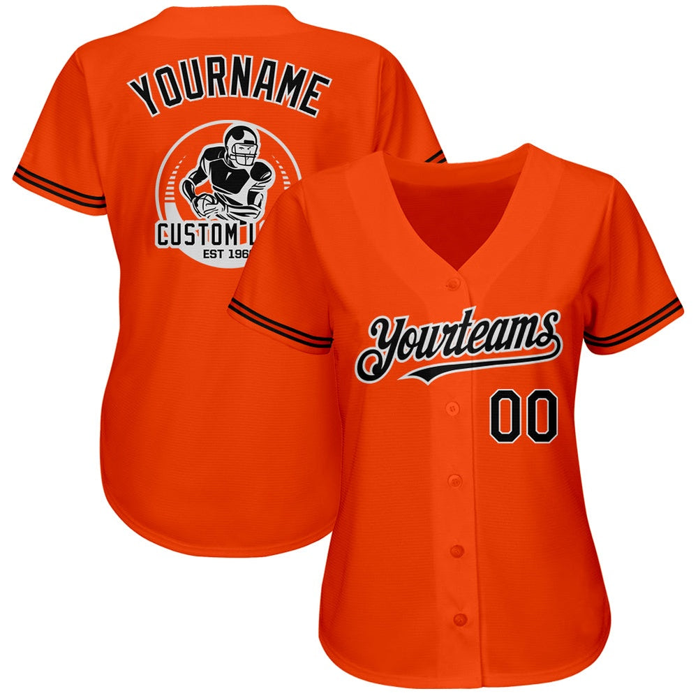 American Baseball Jersey, Custom Orange Black White Authentic Baseball Jersey, Baseball Jersey Name