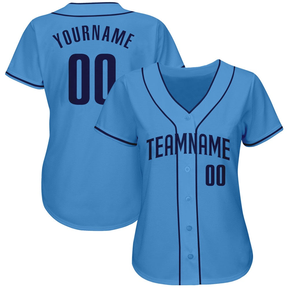American Baseball Jersey, Custom Powder Blue Navy Authentic Baseball Jersey, Baseball Jersey Name