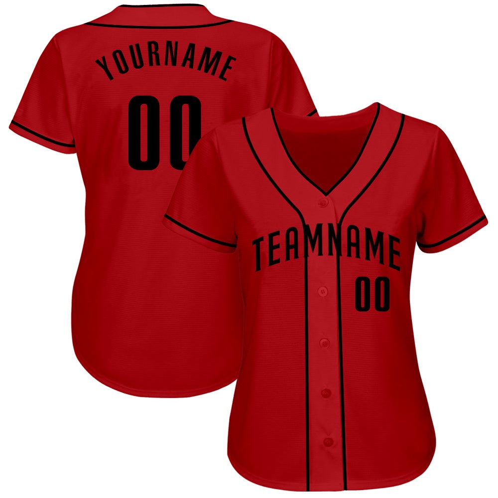 American Baseball Jersey, Custom Red Black Authentic Baseball Jersey, Baseball Jersey Name