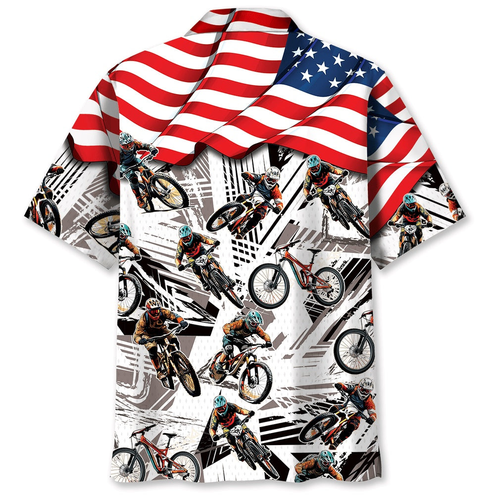 American Mountain Bike Hawaiian Shirt, Funny Hawaiian Shirt, Usa Hawaiian Shirt, Vintage Hawaiian Shirts