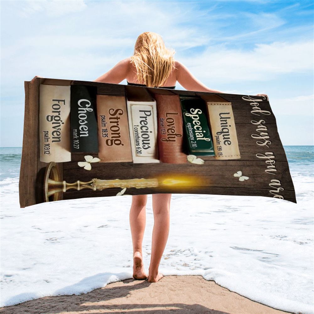 Antique Book Beautiful Night God Says You Are Beach Towel, Christian Beach Towel, Christian Gift, Gift For Women